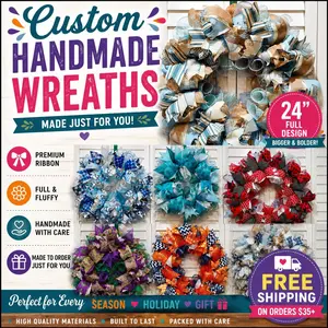 Custom Handmade 24" Wreath | Personalized Front Door Decor | Seasonal, Holiday & Everyday Wreath | Made to Order
