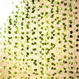 400 LED 168 FT Artificial Ivy Garlands with 132FT String Light, Fake Vines Greenery Faux Hanging Plants for Bedroom Decor, Green Flowers Decor Indoor Outdoor Home Kitchen Garden Office Wedding Wall, No Watering Needed, Reusable, Easy to Hang