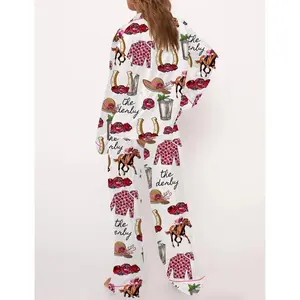 Kentucky Derby Party Cotton Pajama Set for Women - Festive and Cozy Sleepwear for Racing Enthusiasts, Perfect for Derby Day Gatherings, Equestrian Event Evenings, or Relaxed Weekend Mornings