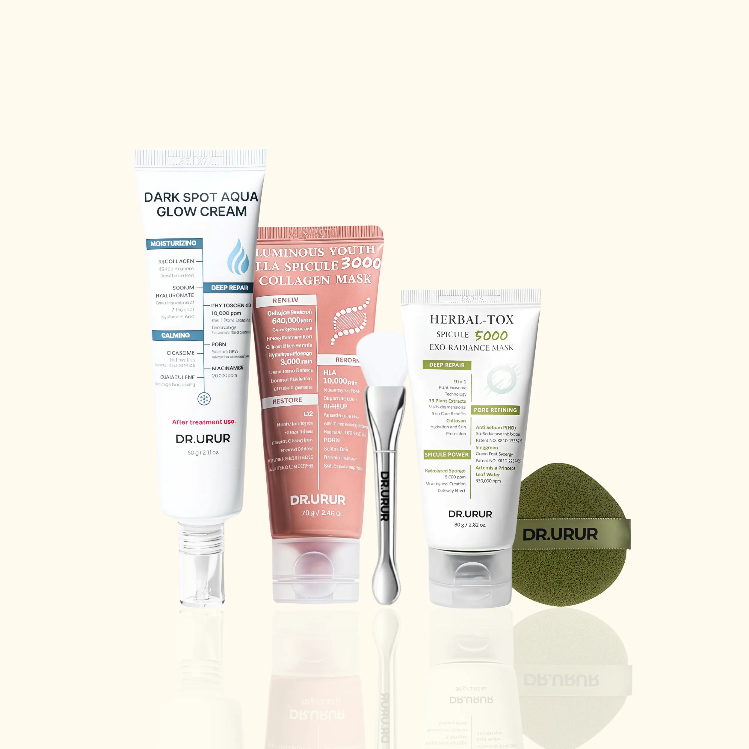 【Dr.URUR】Hydra Glow Repair 3‑Piece Set--Clean • Collagen • Glow Glow Renewal 3-Step Skincare Set
