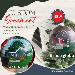 Custom Hand Painted Home Ornament - Acrylic on Clear Shatterproof - Housewarming & Christmas Decoration