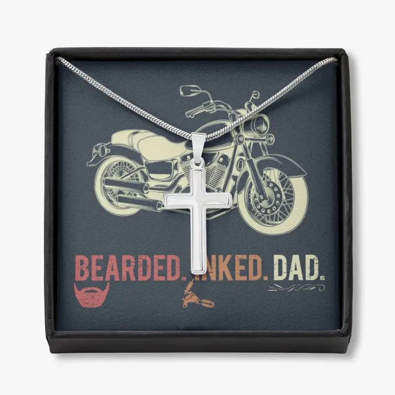 Personalized Cross Necklace For Father, Dad Gifts, Fathers Day From Daughter, Father Necklace, Dad Necklace With Message Card