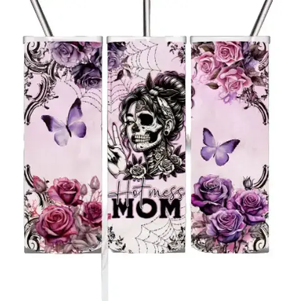 Skull Hot Mess Mom 20oz Tumbler