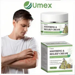 Umex Soothing & Relief Cream with Honeysuckle & Peppermint - 30g, 100% Natural Plant Extracts, Gentle for All Ages, Fast Acting Relieve itching , Hydrates Dry & Sensitive Skin, Therapeutic Treatment for Flare-up,Eczema & Psoriasis