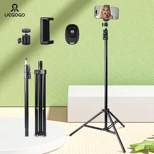 Light stand 63 "/160 cm adjustable metal photography tripod with pin-head and phone stand, 1/4 screw port Studio flash single halo light Soft light box Reflective DSLR Camera Streaming DSLR camera broadcast/zoom conference/games/Tik Tok