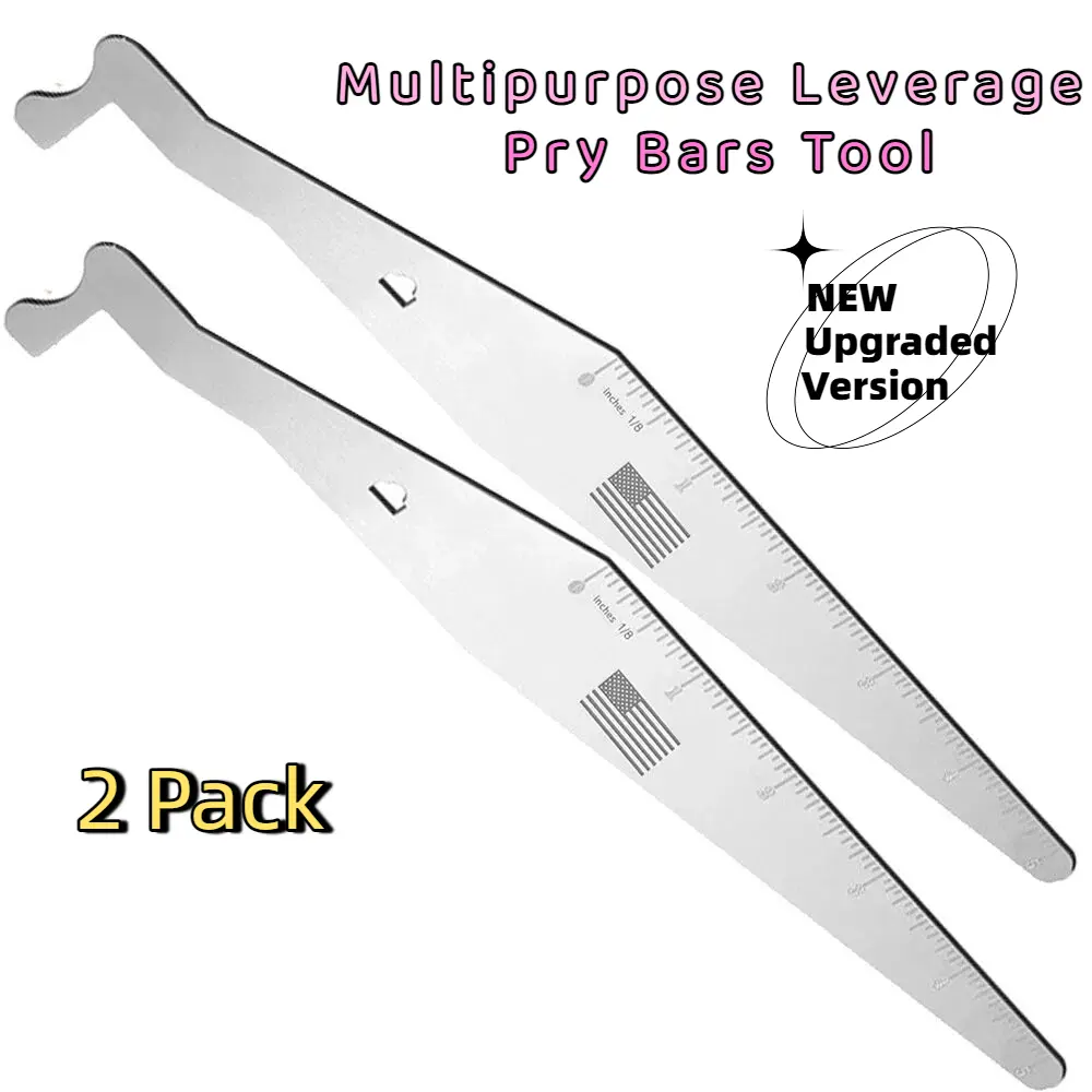 2-Piece Stainless Steel Multi-Function Lever Pry Bar Tool Set - Duckbill Single Hook, Long-Handled Triangular Paddle, New Design for Firefighters，Emergency Personnel，Home Users, DIY Enthusiasts