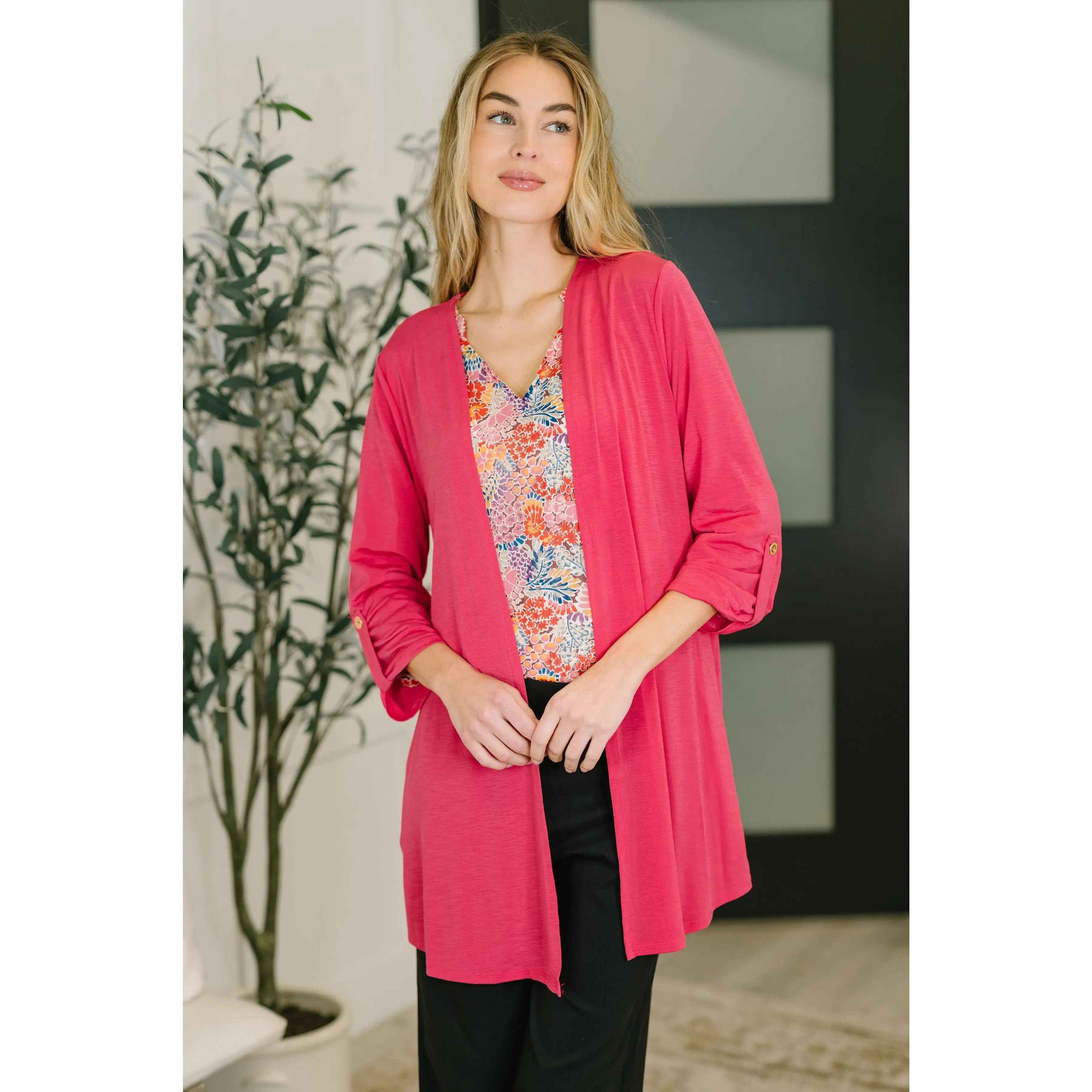 Lizzy Cardigan in Fuchsia