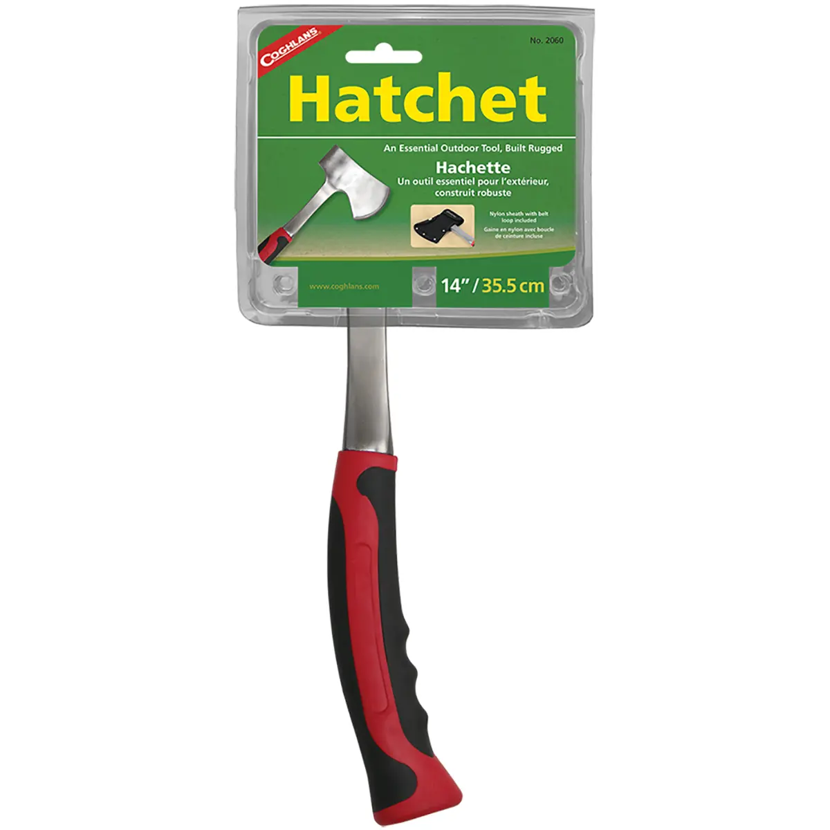 Coghlan's Rugged Carbon Steel Hatchet with Rubberized Grip - Full Tang Outdoor Gear for Camping, Includes Nylon Sheath, Rubber, Steel Blade, Secure Grip, Rugged Look, Full-Tang Construction, Protective Sheath, 14 Inches, Secure Hold