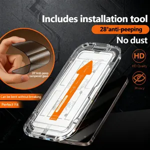 Dust-Free Cabin Anti-Peep Privacy Screen Tempered Glass Protector for iPhone 17 16 16E 15 Pro Max 14 13 12 11 Pro Max Plus X XS XR Max Air - 9D Full-Screen Coverage 30° Privacy No Dust Application outdoorfun