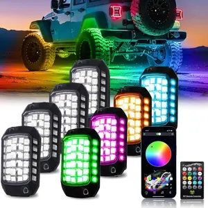 RGB Rock Lights, 8 Pods 36 LEDs SMD Chips Super Bright App Control Underglow Neon Light Exterior Chassis Wheel Well Glow Kit for Off Road Cars Trucks Jeep SUV UTV ATV RZR Golf Cart