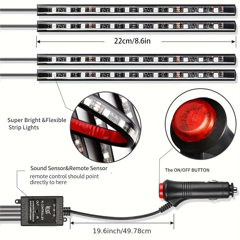 Remote-Controlled Ambient Lights for Cars, Voice-Activated Interior Lights, Multi-Color, Music-Responsive Strip Lights for The Car Interior.