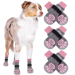EXPAWLORER Double Side Anti-Slip Dog Socks - Dog Shoes for Hot Pavement 3 Pairs Soft and Breathable Non-Slip Paw Protection Better Traction Control for Indoor Hardwood Floor