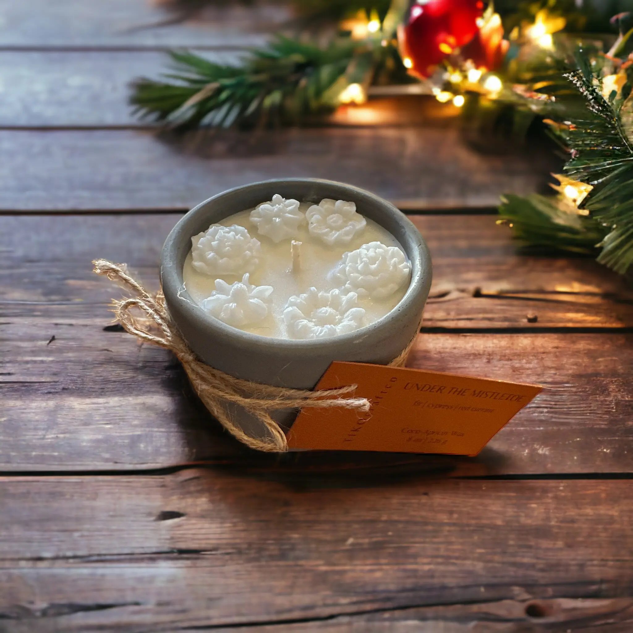 Under The Mistletoe Handcrafted Concrete Candle For Holidays Gift Birthday