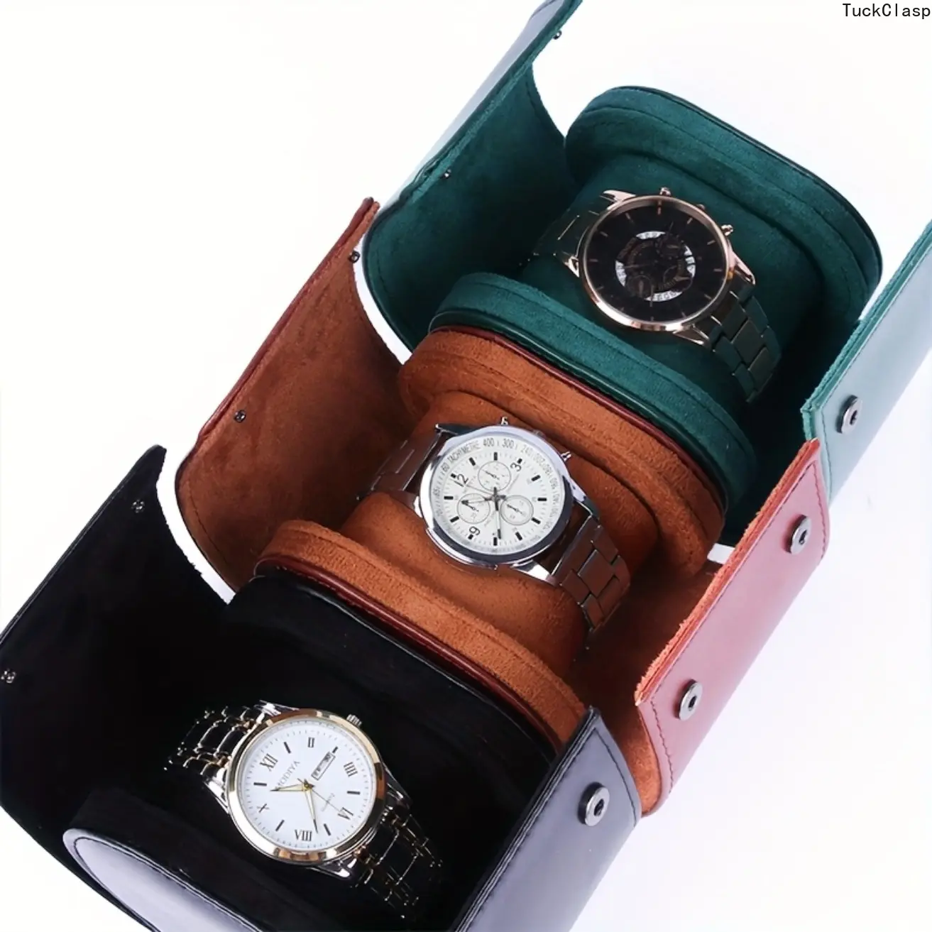 Faux Leather Cylindrical Single Watch Case – Portable Dustproof Travel Tube, Protective Pouch & Gift Box for Mechanical Watches, Great for Summer Trips