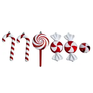 Nearly Natural 7" Candy Cane Deluxe Ornaments,t of 6 Nearly Natural 7" Candy Cane Deluxe Ornaments,t of 6