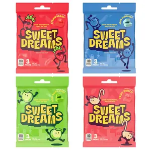 Sweet Dreams Center Filled Soft Chewy Candy Individually Wrapped, Gluten-Free Candies Party Size, Bulk Fruit Chews Candy for Kids - Fruit Punch Flavor, 4 Assorted Candies Pack - 3 Sticks Per Bag, 8 Pieces Per Stick- 96 Total Pieces
