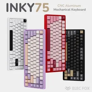 ELECFOX INKY75 75% Aluminum Mechanical Keyboard, Matcha switches Creamy Keyboard, Tri-Mode Wireless Connectivity, Software-Customizable Lighting, Supports VIA, PC Accessories