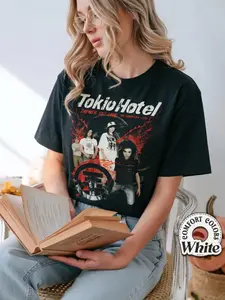 2000s Band T Shirt Tokio Hotel Tee Bill Kaulitz T-shirts Fashionable Short-sleeved T-shirts for Men and Women in All Seasons T-shirts 250g