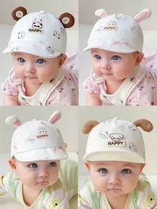 Baby Sun Hat Spring Summer Cartoon Animal Baseball Cap, Bonnet With Bunny Ears, Thin Soft Brim Cute Toddler Hat for Outdoor Play Walk Travel, 0-6 Months