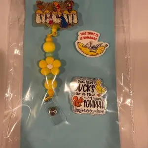 Mom-Themed Interchangeable Face Beaded Badge Reel Set, Yellow (for Office Identification Badge Supplies)