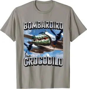 Bombardiro Crocodilo Meme Plane Crocodile Brainrot T-Shirt