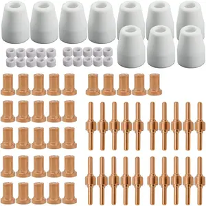 PT31 Plasma Consumables 80PCS Plasma Cutting Equipment Accessories Suit for PT-31 Plasma Kits Tips Electrode Nozzles Gas Rings and Cups fit CUT40 CUT50 CUT55 CT418 520TSCPF Machine