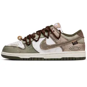 Nike Dunk Amber Pine Hand-Painted Low-Top Sneakers for Men and Women with Custom Art, Comfort, and Slip-Resistance Trending Shoes, House White Official Shoes to Get / Maison Mihara