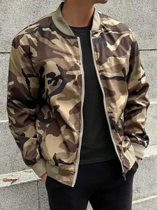 Men's Casual Stand Collar Long Sleeve Camouflage Jacket, Zipper Closure Design, Easy On/off, Sleek and Stylish, Comfortable Fit for Daily Outing, Casual Jackets