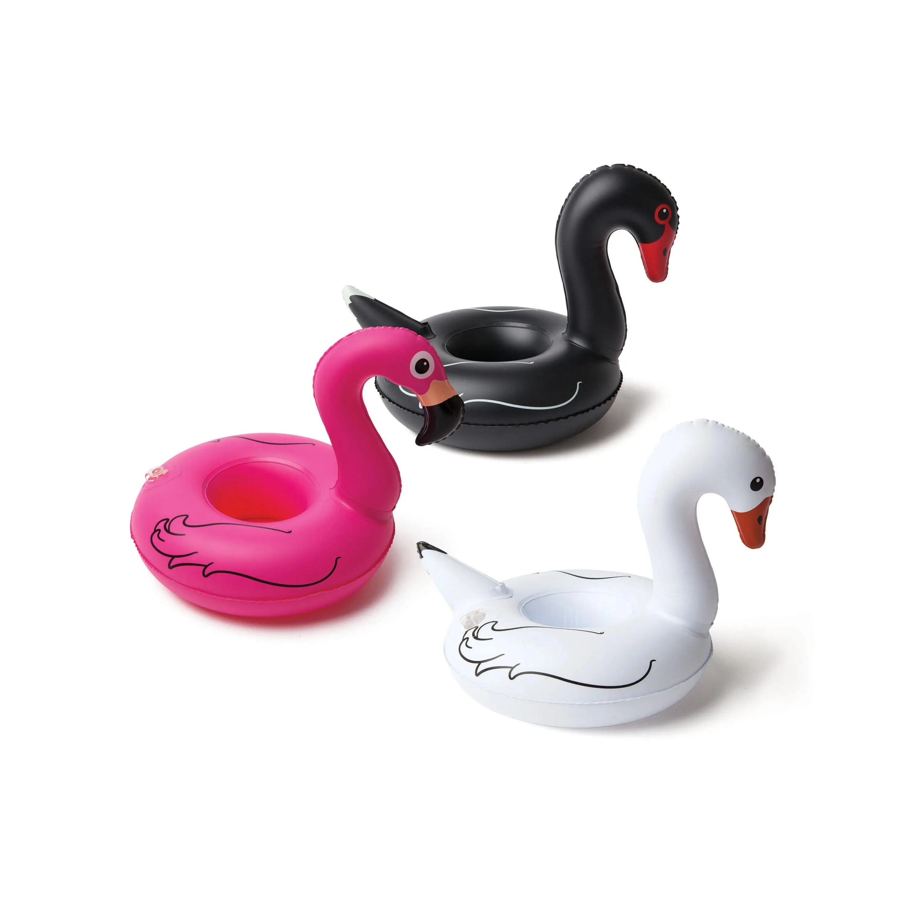 BigMouth Tropical Birds Beverage Boats 3 Pack — Floating Drink Holders for the Pool, Flamingo and Swan Styles, Fun Pool Party Accessory and Summer Gift for Adults