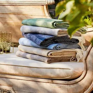 Montauk Stripe Herringbone Throw - Luxury Throw cotton blanket throw blanket