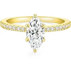 2CT Engagement Ring for Women Marquise Cut Cubic Zirconia Wedding Band CZ Promise Anniversary Ring Size 3-12
