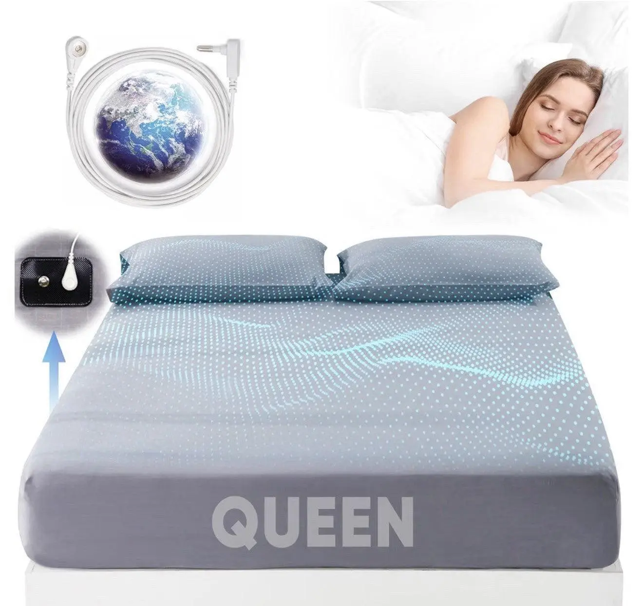 Grounding Sheets Queen  95% Cotton + 5% Pure Silver Fiber, Grounded Sheet