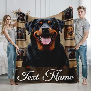 Personalized Rottweiler Dog Print Custom Image Blanket Large Soft Cozy Fleece Throw for Home Living Room Bedroom Use Perfect Gift for Dog Lovers on Christmas Birthday Valentine's Day Thanksgiving and Special Occasions