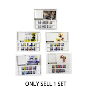 Corman  solid watercolor paint suit 8 colors Half block shaped Portable Enamel iron box beginner Student hand drawn painting Packaged in boxes