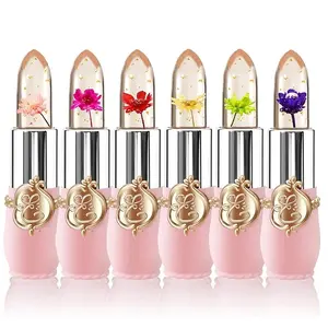 BestLand Summer Flower Jelly Lipstick, Temperature Changing Moisturizer Flower Lip Stick - Case Compact Glossy Lipgloss Makeup Moisturizing