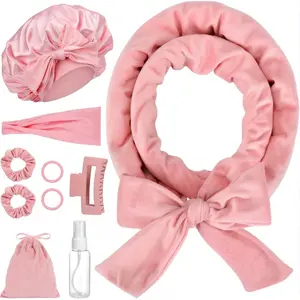 Heatless Curls No Heat Curling Rod, Velvet Hair Curlers to Sleep in Satin Bonnet Curl Styling Kit for Long Medium Hair, Soft Hair Curlers