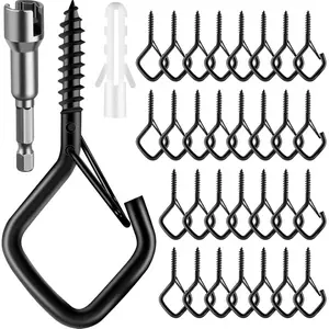 30 Safety Screw Hooks for Hanging Heavy Objects, Durable Metal Ceiling Hooks, Plant Cups, Wind Chimes, Bird Feeder, Outdoor String Lights