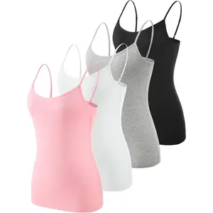 Women's Basic Solid Camisole Adjustable Spaghetti Strap Tank Top