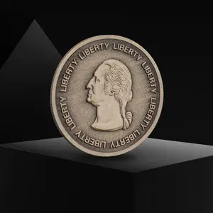 1 Count Antique Brass Liberty Bust Lucky Challenge Coin, Vintage "Liberty Life" Design with Display Case, Historical Gift for Collectors, Birthday/Christmas Present, Home or Party Decor, Independence Day Decor
