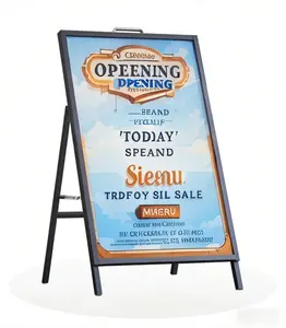 Premium Folding A-Frame Sign Stand | Your Business Must-Have Sidewalk Display | Durable Metal Sandwich Board for Outdoor Events & Retail