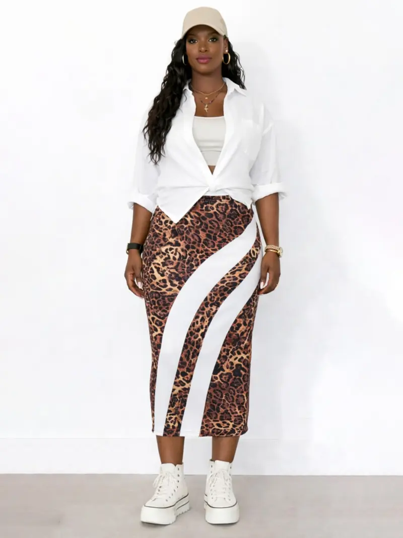 silky leapord print skirt - TikTok Shop
