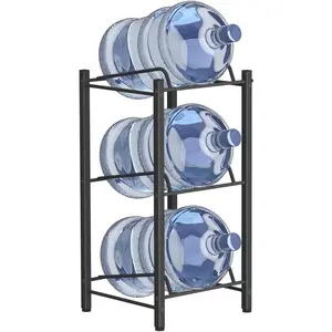 5 Gallon Water Jug Holder, Detachable 3 Tier Water Bottle Holder, Heavy Duty Water Jug Rack with 3 Slots, Water Bottle Storage for , Office, Garage, Black