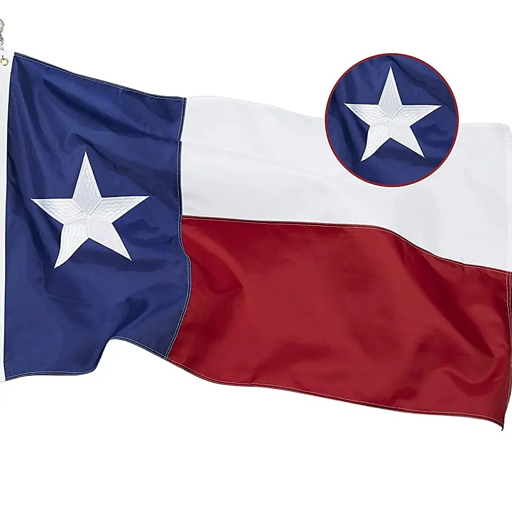 Cocayan 3x5 Ft Authentic Texas Pride Design Flag - High-Detail Embroidered Stars & Stripes, Heavy-Duty 210D Polyester Banner, 2 Brass Grommets Flagpole Hardware, Fade Resistant, All-Weather for Outdoor, Home Office Use, Ranch