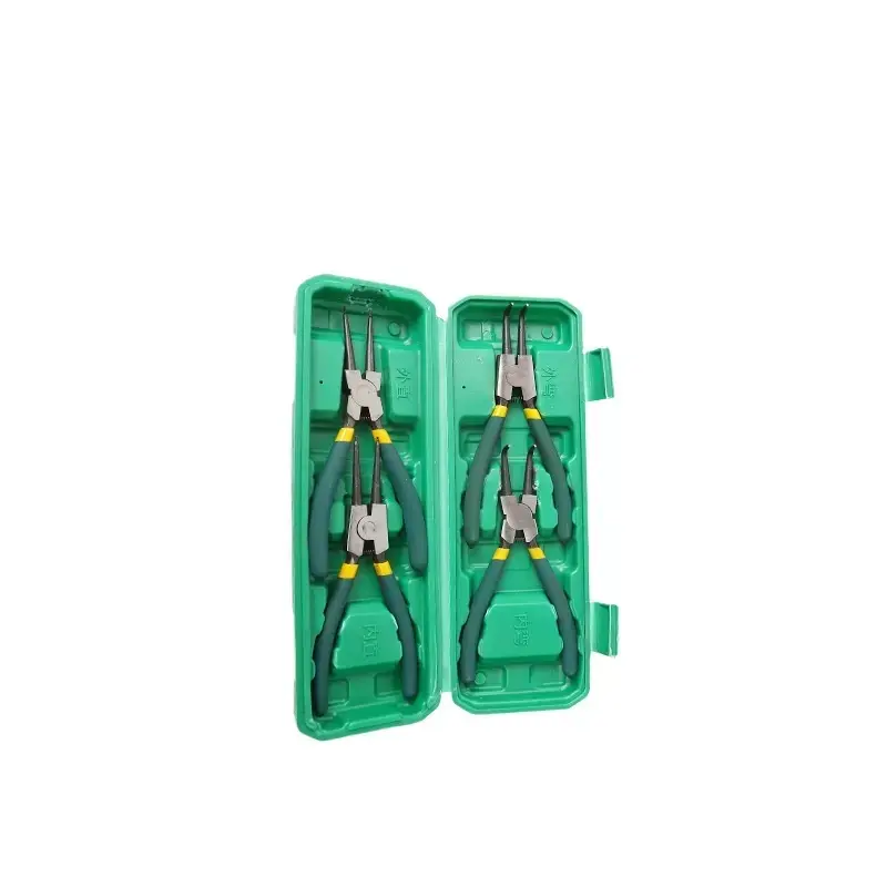 Portable 4Pc Pliers Set Internal & External Bending & Straight Heavy-Duty Disassembly Tool with Storage Box Metal Construction Retaining Ring Circlip Snap Hardware Hand Tools