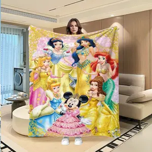 Princess Portrait Digital Print Flannel Blanket, Soft Warm Blanket, Thanksgiving Valentine Christmas Gift, Holiday Gift Throw Blanket, Multi-Purpose Outdoor Travel Blanket