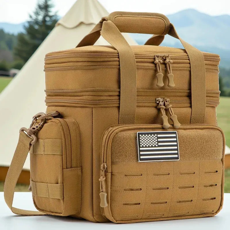 Lunch Box 18L Insulated Cooler Bag Leak-Proof for Camping Picnic Portable Folding Camping Chair Double Convertible Wooden Table Set Retractable Stool Seat Cushion Travel Steel Frame Armrests Quad Cup Holder Bag Camp Stove Outdoorgear