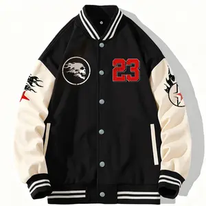 Men's Baseball Jacket 100% Polyester Durable Optional Black Orange Coffee Colorblock Stars Statue Skull Flame Graphic Varsity Coat Y2K Vintage Retro Classic Old-School Casual Sports SWAG Streetwear Light Fleece-Lined Winter Jacket Trendy Gift - Fashion