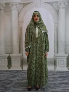Women's Leopard Print Batwing Sleeve Hooded Dress, Modest Long Sleeve A Line Dress for Daily Wear, Ladies Islamic Clothing, Muslim Kaftan Dress for All Seasons