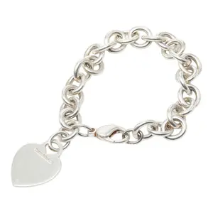 Pre-owned Tiffany & Co. Sterling Silver 925 (Ag925) Small Leather Goods Return to Tiffany Heart Tag SV925 Bracelet