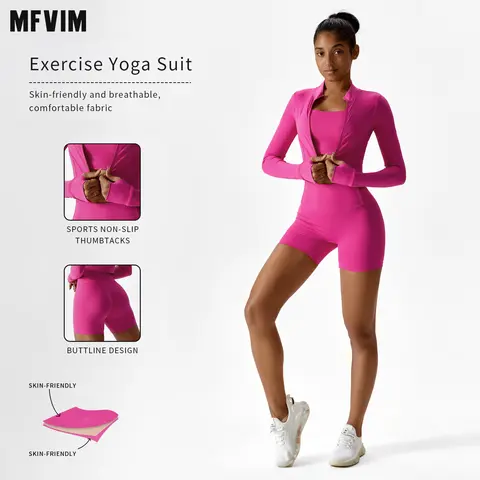 Women's 3-Piece Solid Criss-Cross Crop Tank Top, High Waist Leggings & Zip-Up Crop Jacket Athleisure Wear Set - Breathable Gym & Workout Clothes for Yoga, Running, Back to School